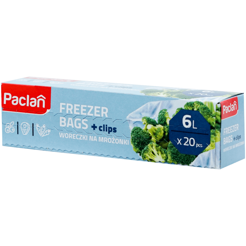 Pungi congelator cu clips 6 litri 30x46 cm 20 buc Paclan